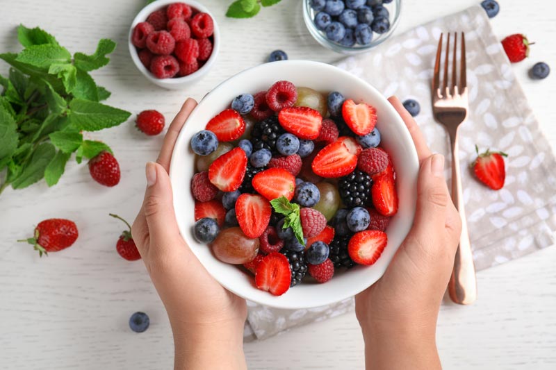 Fresas frescas, frutas con menos calorías.